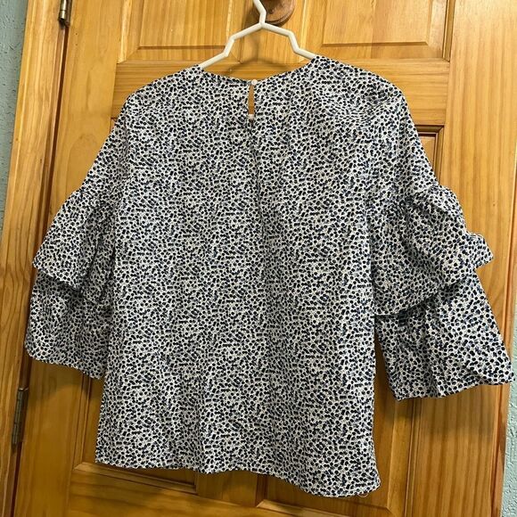 J. Crew Mercantile size 2 blue and white floral blouse - Picture 4 of 7